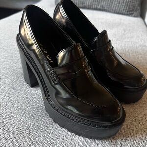 Madden Girl Black Chunky Platform Loafers